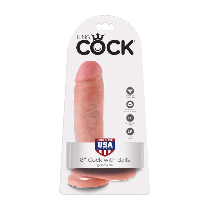 Dildo-cock 8 inch w/ balls flesh